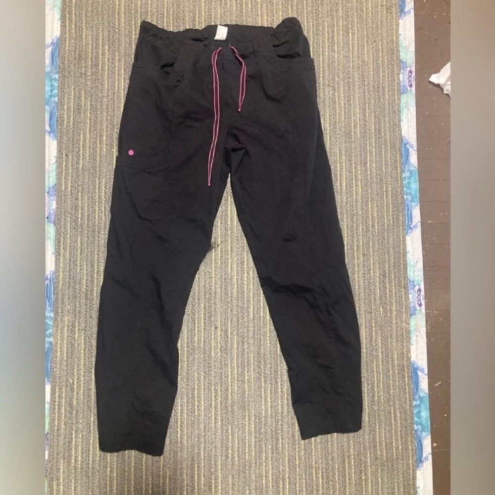 Women’s Black Scrubs Pants with Pink Drawcord